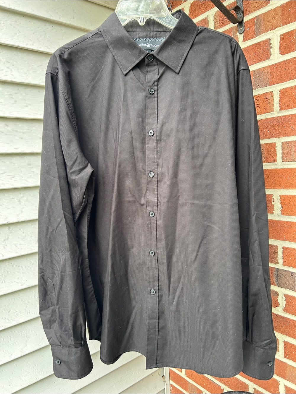 Beverly Hills Polo Club Men's Black Long-Sleeve Dress Shirt XL